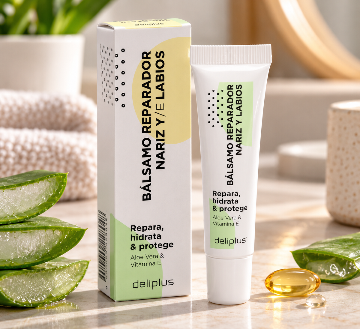 Balsam regenerujący do ust Deliplus z aloesem i witaminą E | Tubka 15 ml