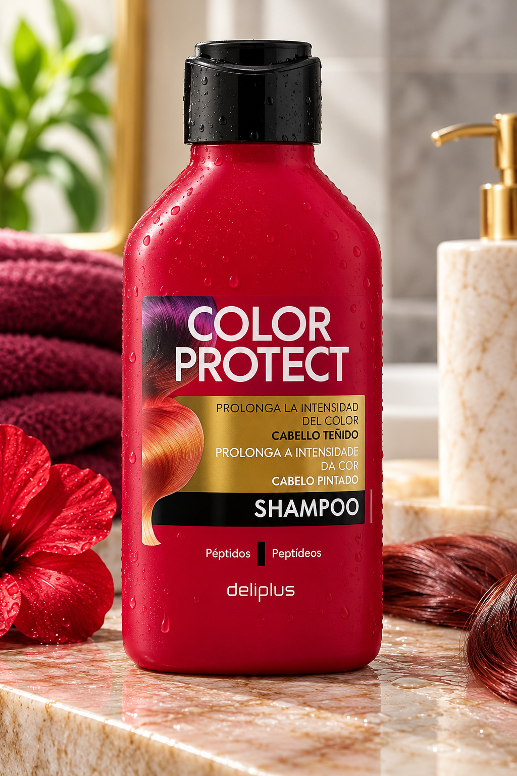 Szampon Color Protect Deliplus do włosów farbowanych z peptydami | Butelka 400 ml