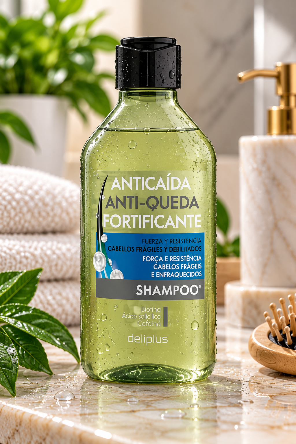 Shampoing fortifiant antichute Deliplus au ginseng, biotine et acide salicylique | Flacon 400 ml