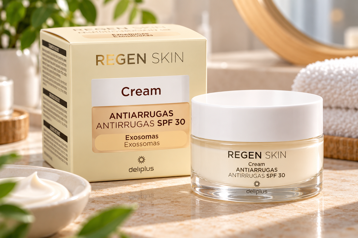Crème de jour anti-rides visage Regen Skin Deliplus aux exosomes SPF 30 – peaux normales, sèches et très sèches | Pot 50 ml
