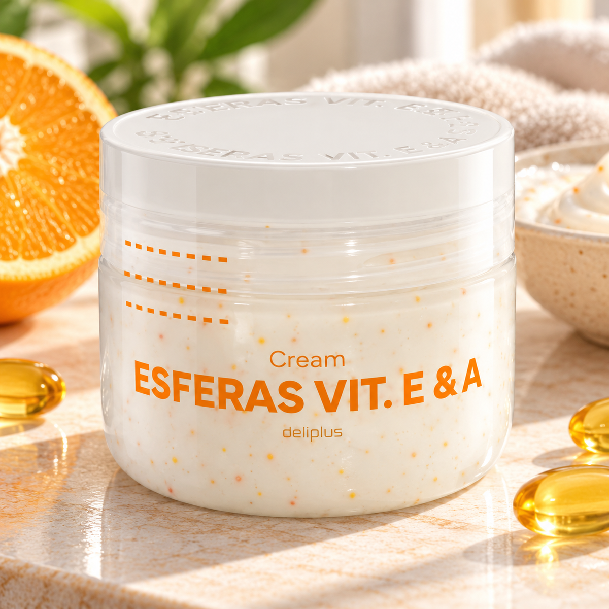 Deliplus Körpercreme mit Vit. E&A-Kügelchen | 300 ml Tiegel