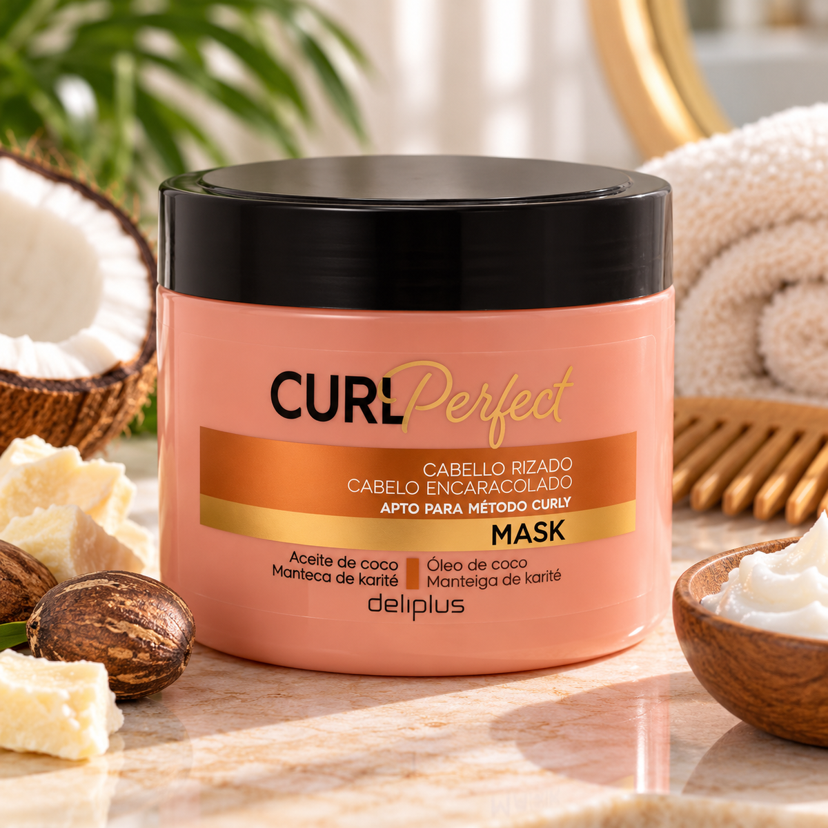 Deliplus Curl Perfect masker voor krullend haar, geschikt voor de curly girl methode | Pot 400 ml