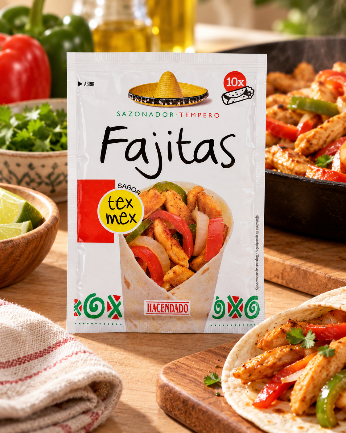 Assaisonnement pour fajitas Hacendado saveur tex-mex | Sachet 17 Grammes