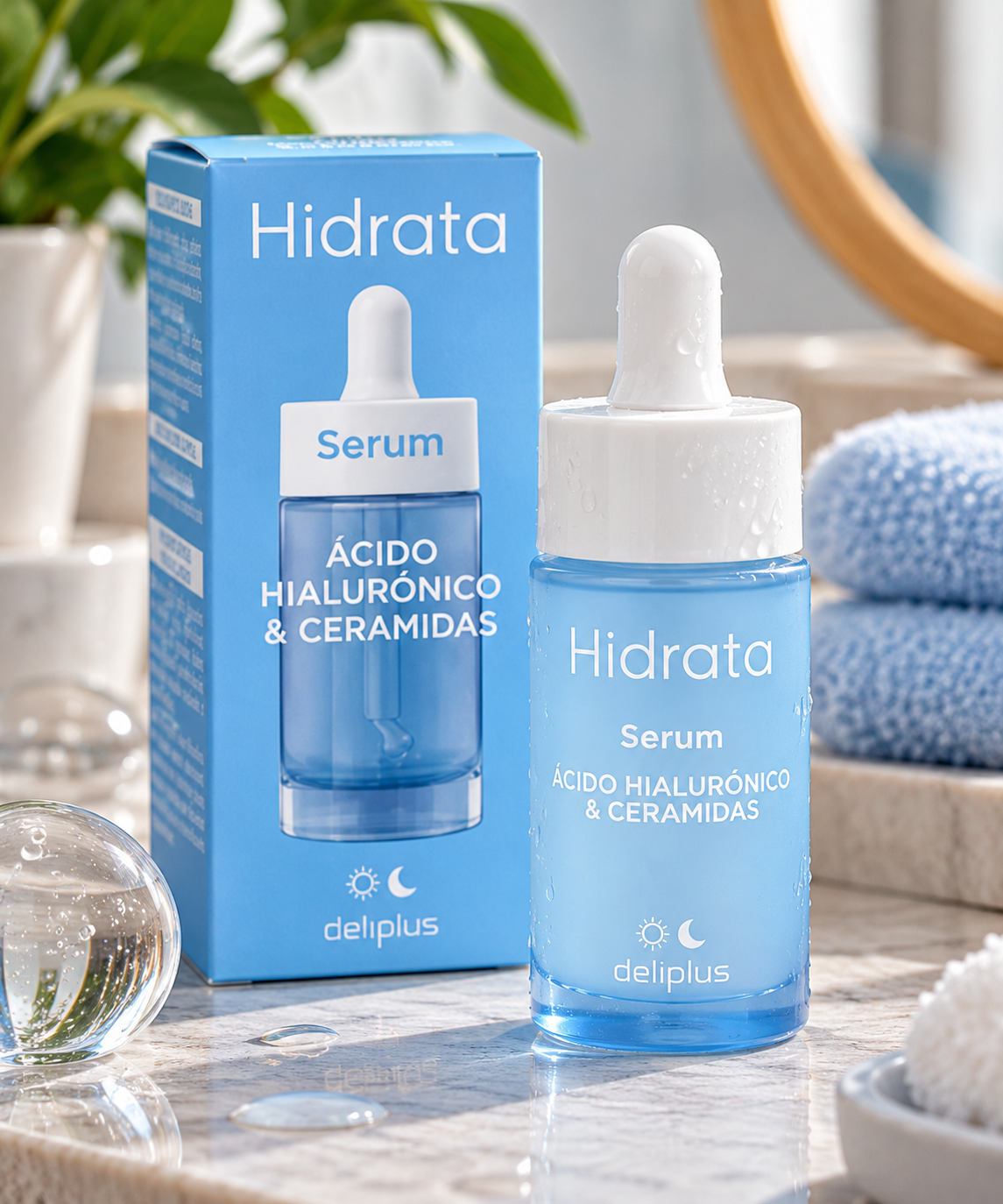 Deliplus Gezichtsserum met Hyaluronzuur en Ceramiden Hydrateert alle huidtypes | Flesje 30 ml