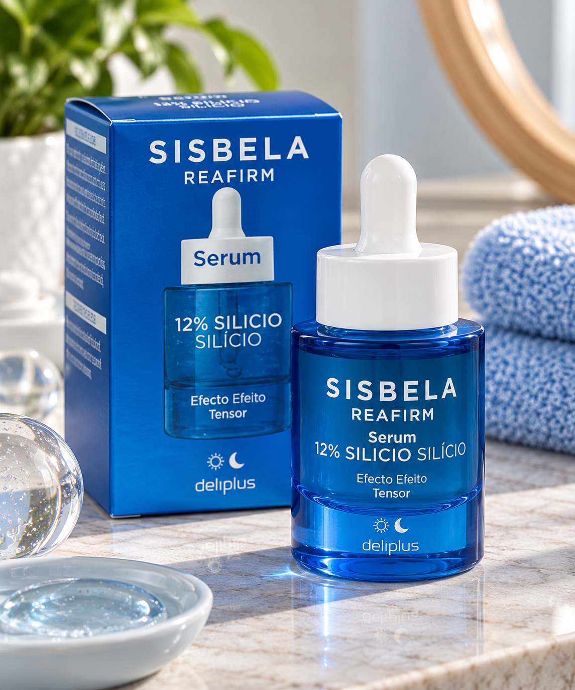 Sérum facial potenciador 12% silicio Deliplus Sisbela Reafirm todo tipo de piel | Frasco 30 ml