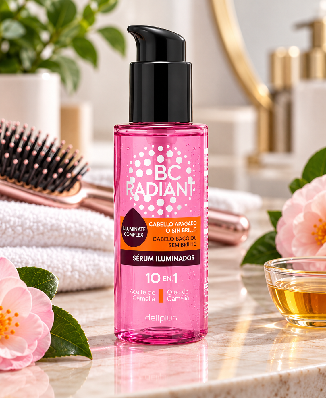 Deliplus Be Radiant 10-in-1 Serum for dull hair with camellia oil | Bottle 100 ml