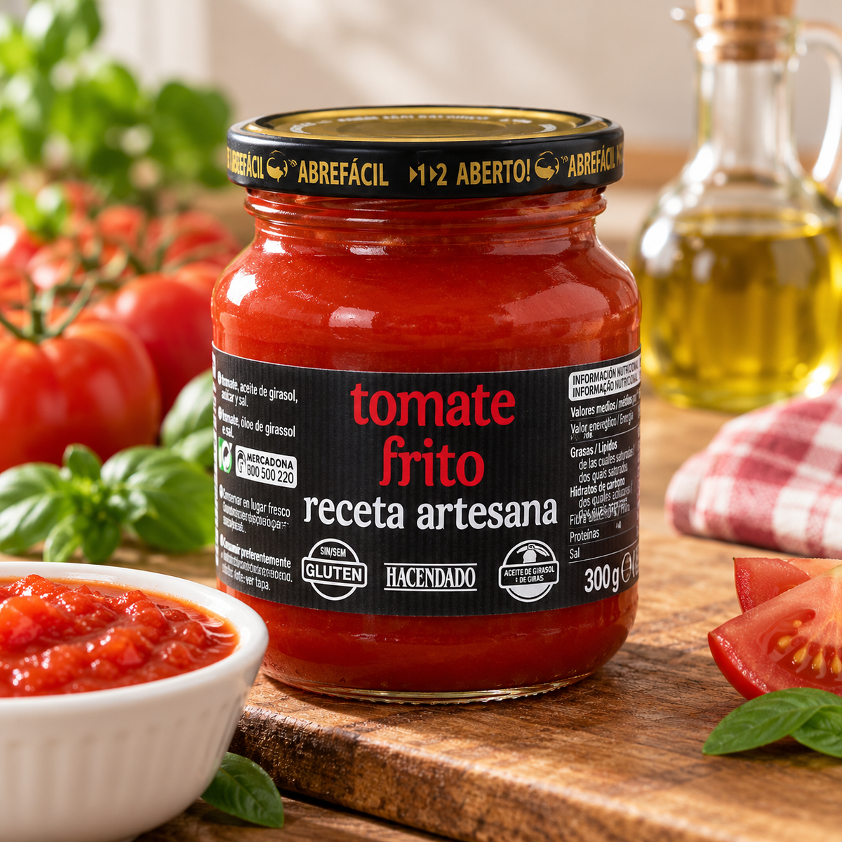 Hacendado Gebratene Tomatensoße nach traditioneller Art mit Olivenöl | 300-g-Glas