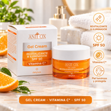 Deliplus Anti Ox Revitalising & Brightening Gel Face Cream with SPF 50 and Vitamin C for normal, combination and oily skin | Jar 50 ml