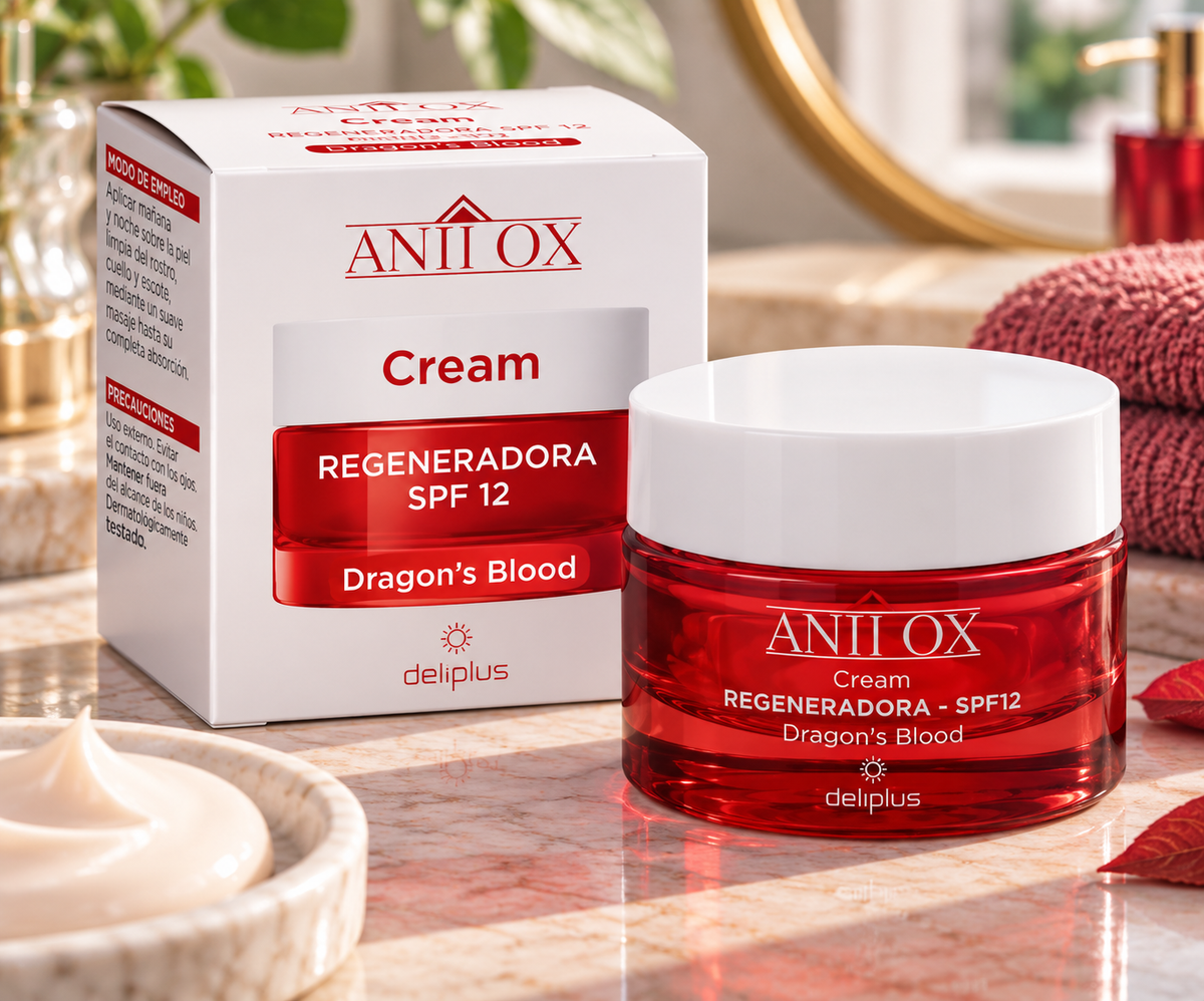 Crème visage régénérante Anti Ox Dragon's Blood FPS 12, pour tous types de peaux Deliplus | Pot 50 ml

