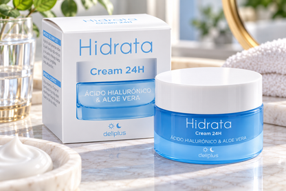 Deliplus hydraterende gezichtscrème met hyaluronzuur en aloë vera voor alle huidtypes | Pot 50 ml