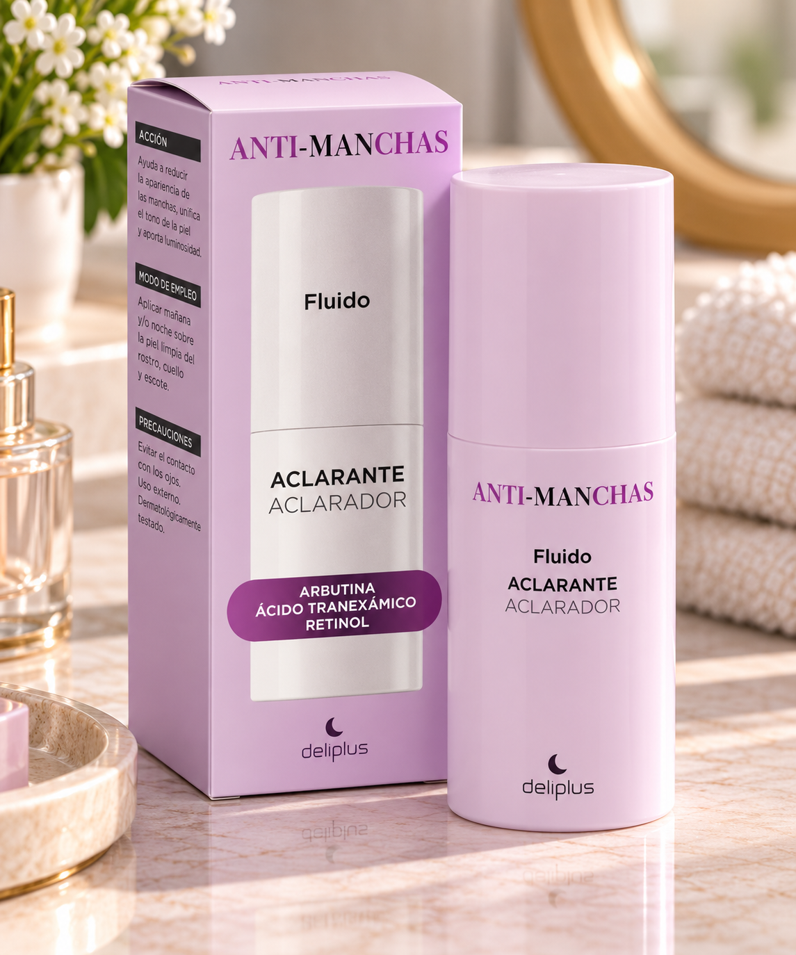 Crema facial fluida noche Deliplus aclarante anti-manchas todo tipo de piel | Bote 50 ml