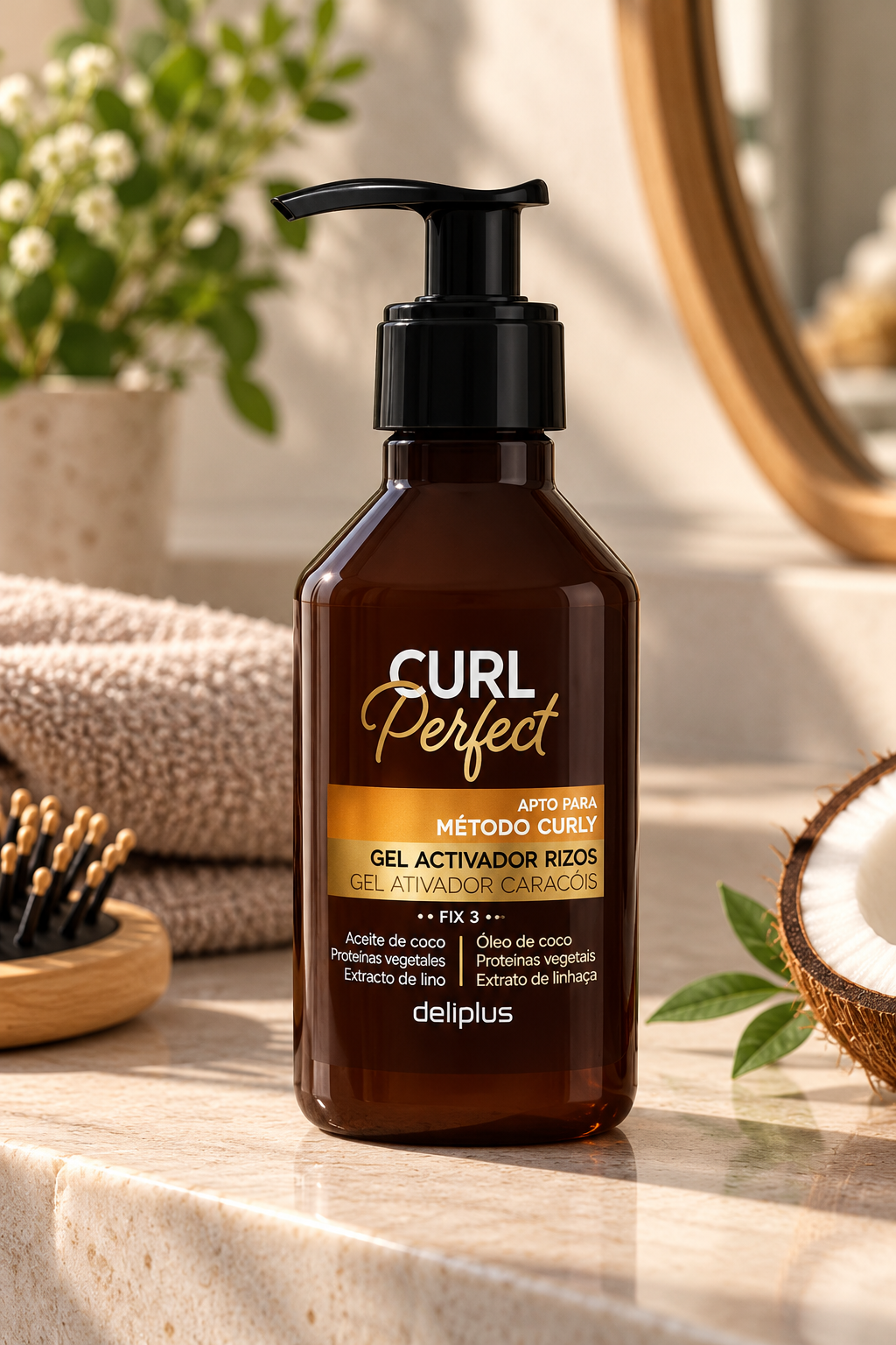Curl Perfect Deliplus krullen-activerende gel, fixatie 3, geschikt voor de curly girl methode | Fles 200 ml
