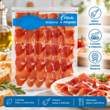 Jamón serrano cortado a máquina envasado al vacío