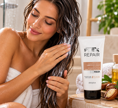 Mascarilla Plex Repair Deliplus cabello muy dañado con aceite de argán, jojoba y karité | Bote 200 ml