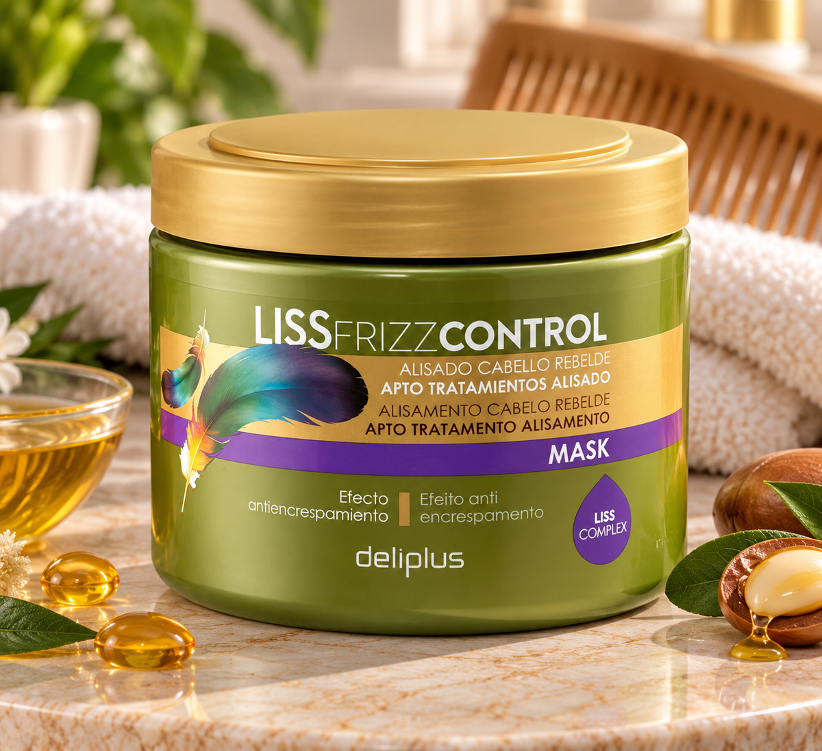Liss Frizz Control Haarmaske Deliplus für widerspenstiges Haar mit Vitamin E und Keratin | 400 ml Tiegel