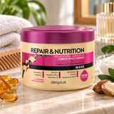 Maska Repair & Nutrition Deliplus do włosów suchych i zniszczonych, z 8 składnikami regenerującymi | Słoik 400 ml