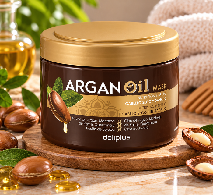 Deliplus Arganöl-Haarmaske für trockenes und strapaziertes Haar | 400 ml Tiegel