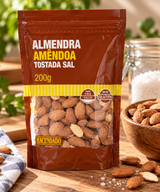 Almendra tostada y salada Hacendado con piel Paquete 200 Gramos