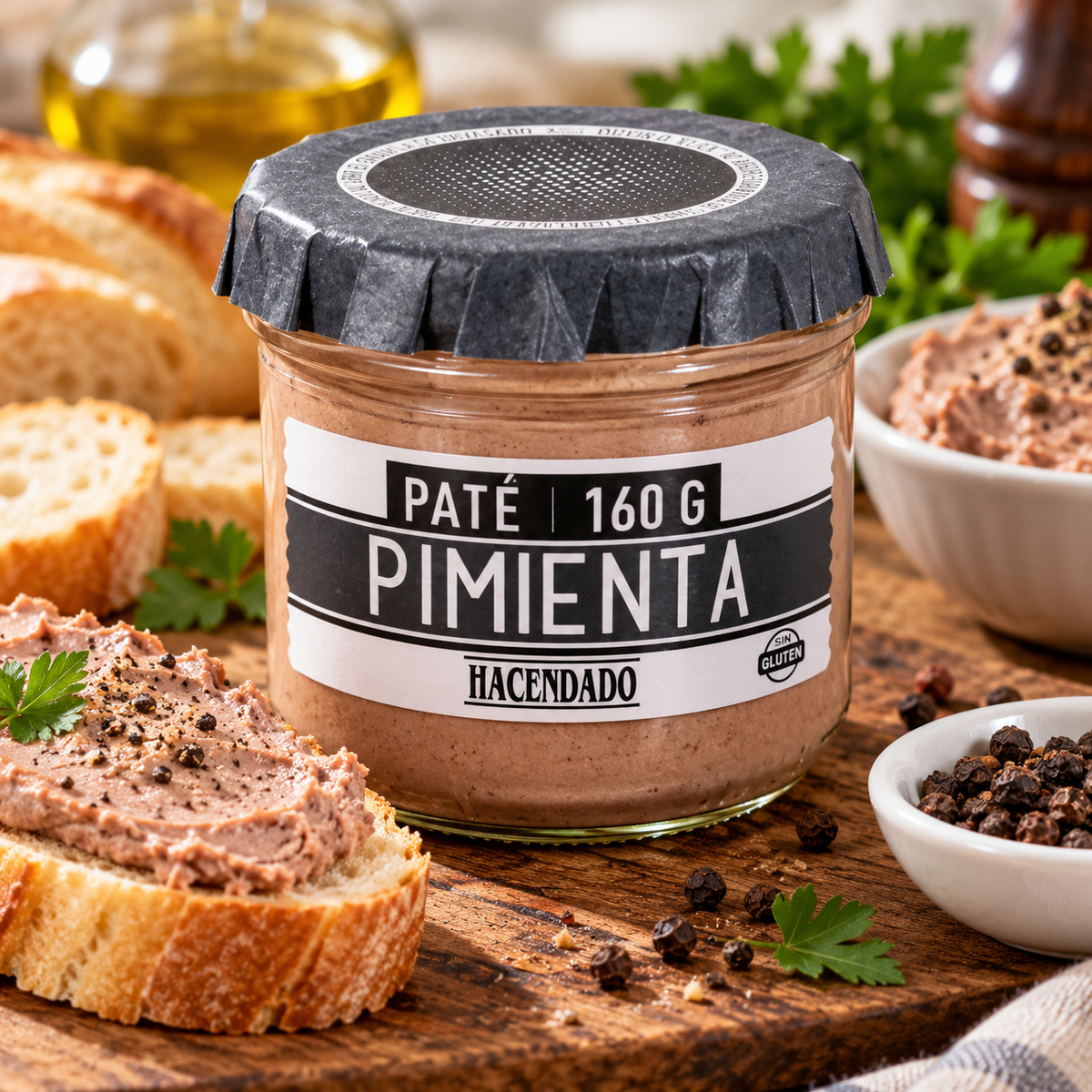 Hacendado Schweinefleischpastete mit Pfeffer | Glas 160 Gramm