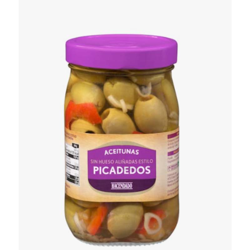 Aceitunas verdes Picadedos sin hueso Hacendado aliñadas | Tarro 710 Gramos