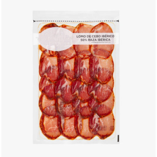Lomo de cebo ibérico 50% raza ibérica cortado a máquina envasado al vacío