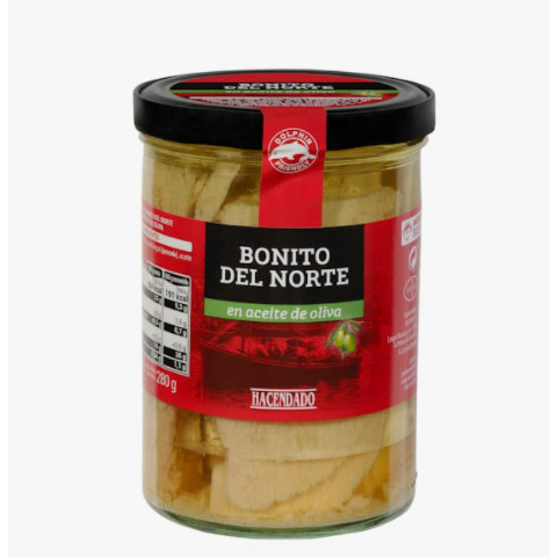 Filetes de bonito del norte en aceite de oliva Hacendado | Tarro 400 Gramos