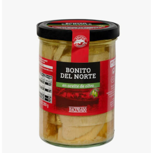 Filetes de bonito del norte en aceite de oliva Hacendado | Tarro 400 Gramos