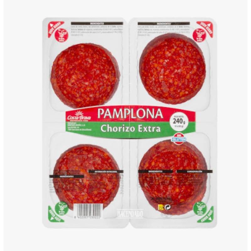 Chorizo Pamplona extra Hacendado lonchas | 4 paquetes x 60 Gramos