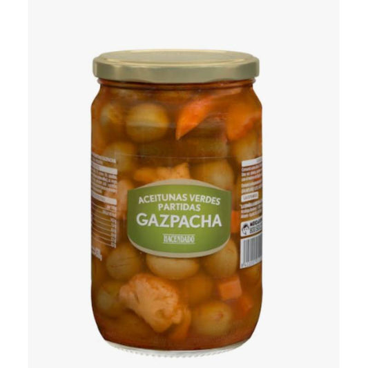 Aceitunas verdes Gazpacha Hacendado partidas | Tarro 835 Gramos