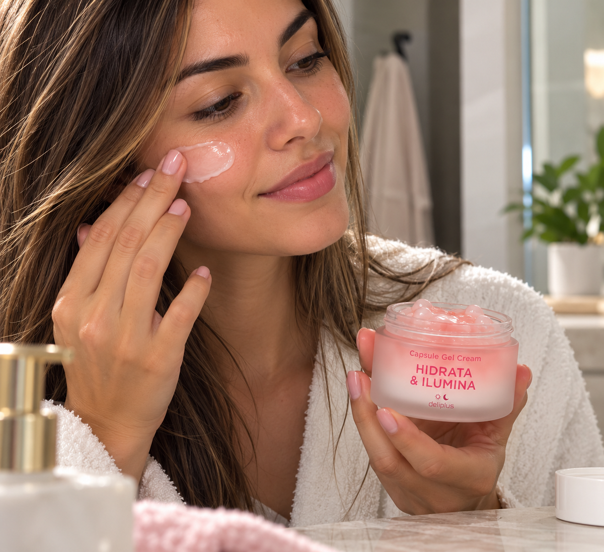 Deliplus K-Skin Hydrating & Illuminating Gel Face Cream with niacinamide and collagen capsules for all skin types | 50 ml jar