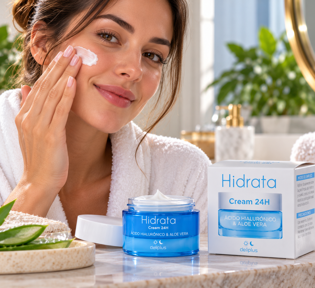 Deliplus hydraterende gezichtscrème met hyaluronzuur en aloë vera voor alle huidtypes | Pot 50 ml