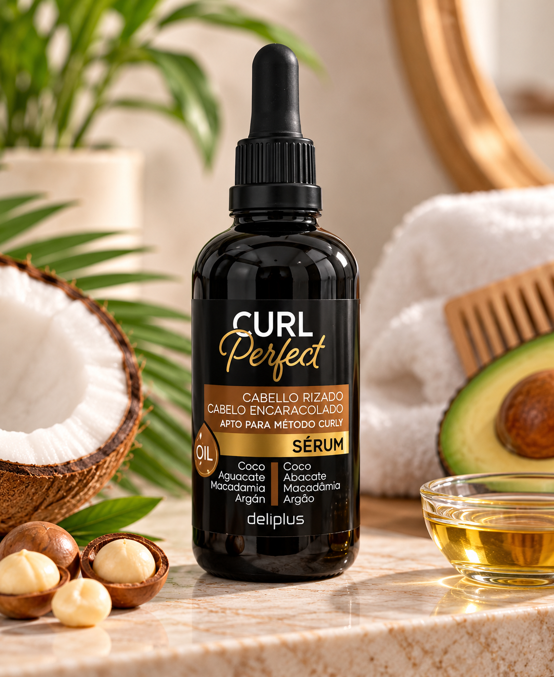 Deliplus Curl Perfect olie-serum voor krullend haar, geschikt voor de curly girl methode | Flesje 100 ml