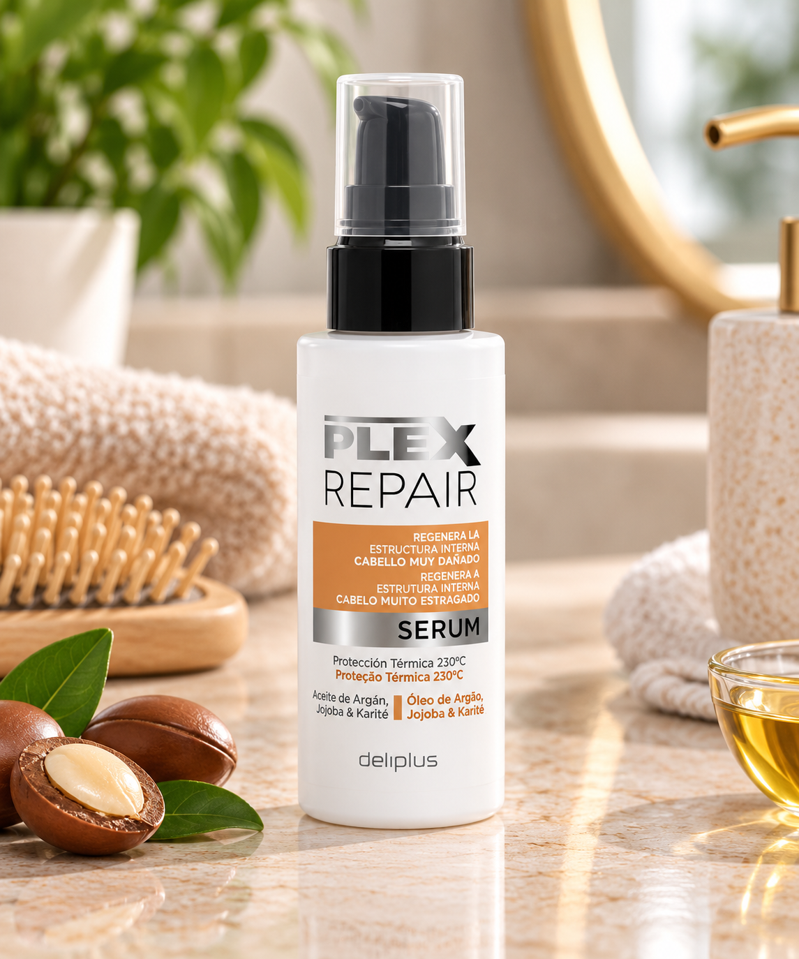 Sérum Plex Repair Deliplus cabello muy dañado con aceite de argán, jojoba y karité | Bote 100 ml