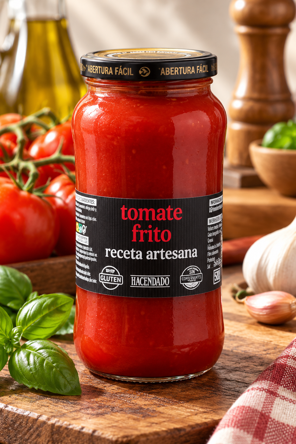 Tomate frito receta artesana Hacendado  | Tarro 560 Gramos
