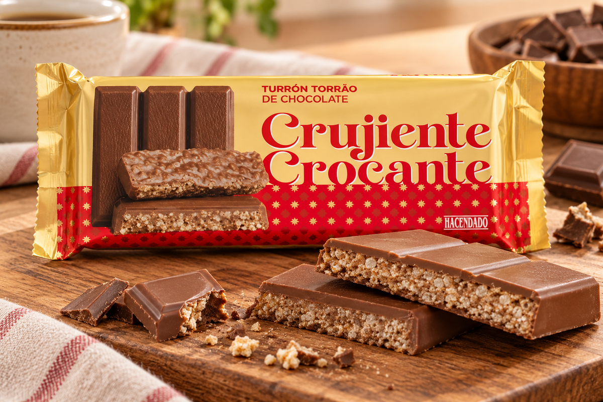 Hacendado crispy chocolate nougat | 250 g bar